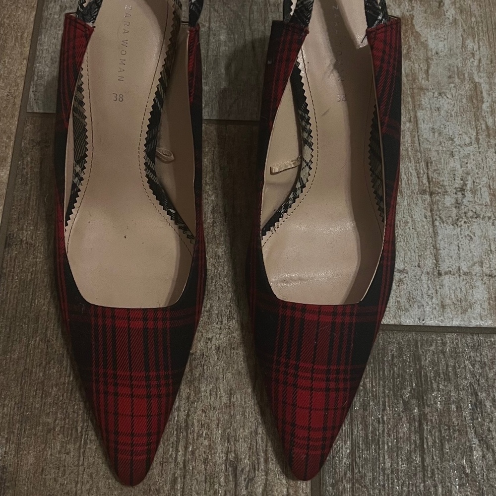 Heels plaid pump shoes